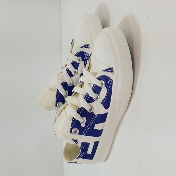 Converse Other - Converse All Star White & Blue Wordmark Logo Low Sneakers Kids size 13 New